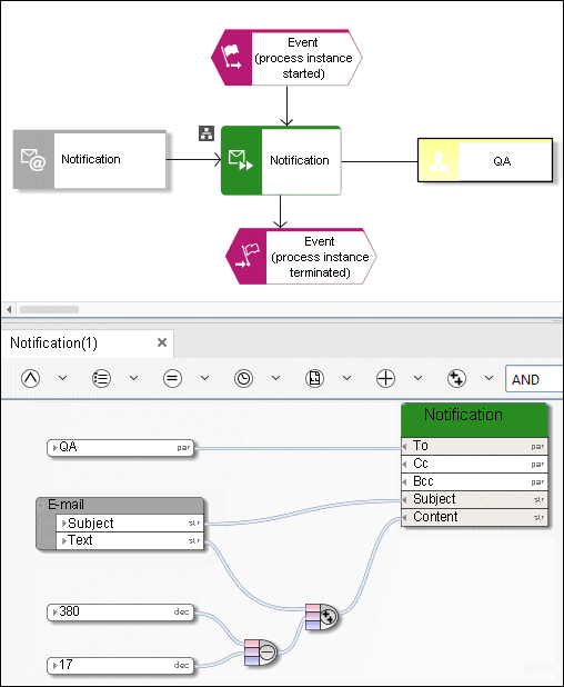 Example of the Subtract operator